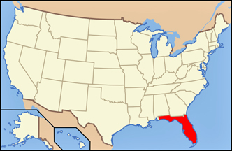 USA map showing location of Florida